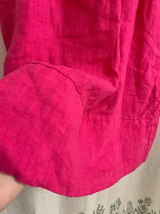 Francesca Bettini Italy 100% Linen Bright Pink Sleeveless Dress Small - Picture 4 of 9